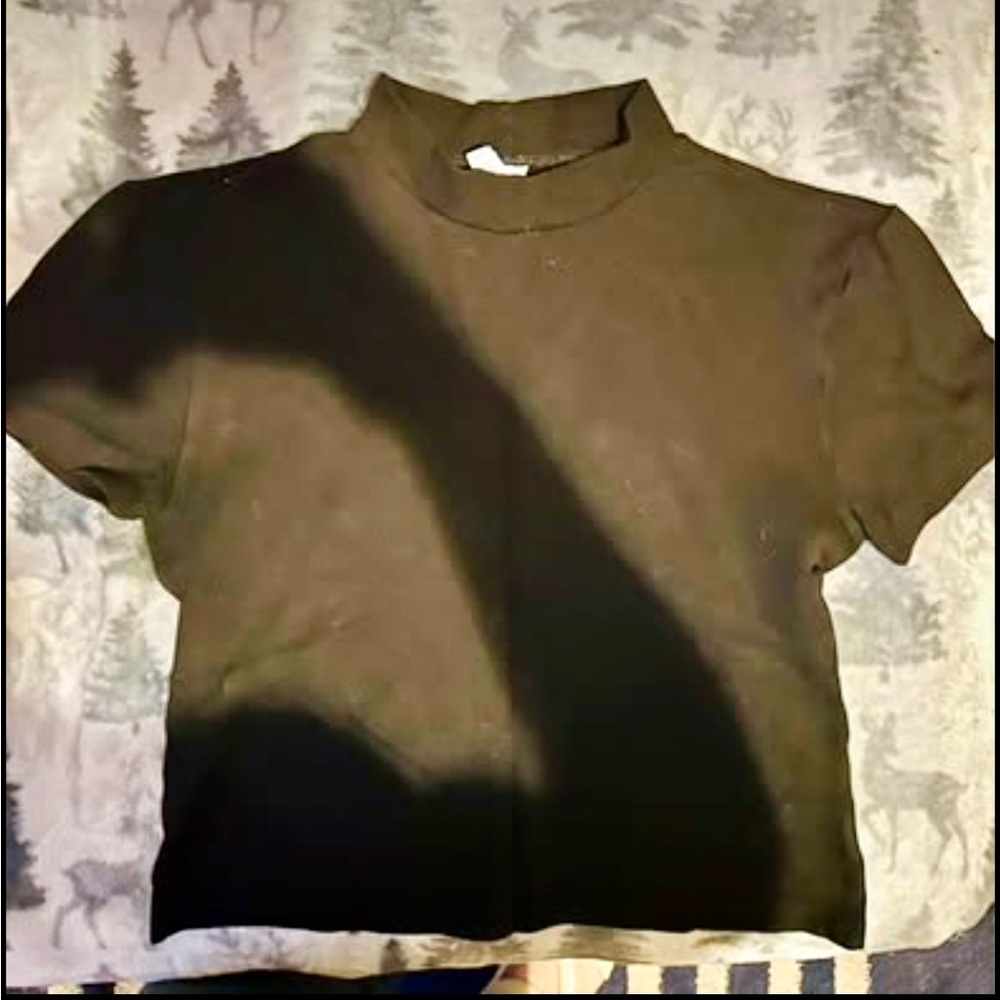 Black American Apparel crop mock turtleneck. Form fitting woman's size L.